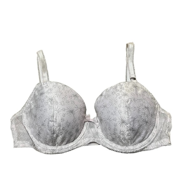 Victorias Secret Dream Angels Lined Bra Size 34D Lilac Purple Metallic Print - Picture 3 of 10